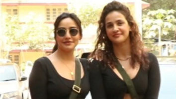 Neha Sharma & Aisha pose for paps outside their gym twinning in all black outfits