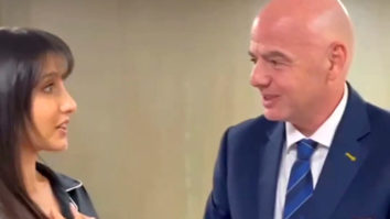 Nora Fatehi gifts a pair of sneakers to the FIFA president