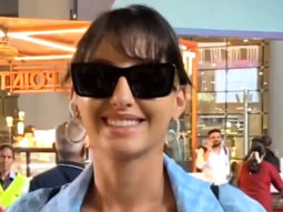 Nora Fatehi greets paps at the airport