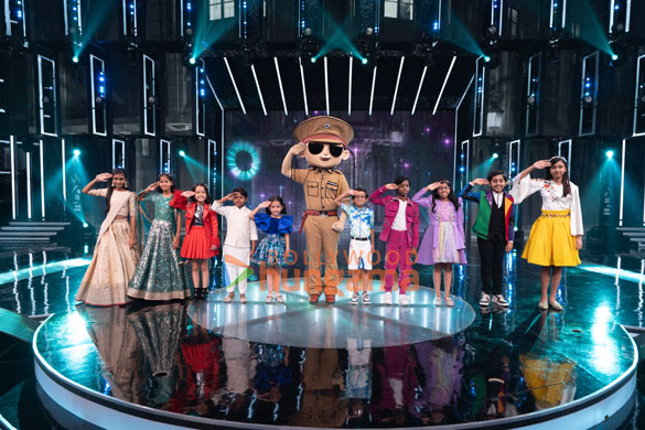 photos little singham and chhota bheem snapped on the sets of the kids reality show sa re ga ma pa lil champs 4
