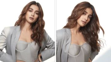 Pooja Hegde goes for a scorching appearance in a grey jacket, corset, and shorts for Cirkus promotions