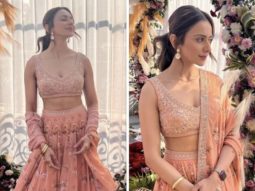 Rakul Preet Singh is relishing the winter sun and the wedding season sporting a peach lehenga with embroidery that cost Rs. 68K