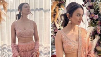 Rakul Preet Singh is relishing the winter sun and the wedding season sporting a peach lehenga with embroidery that cost Rs. 68K