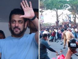 Salman Khan waves at the massive crowd on his 57th birthday at Galaxy Apartments; police lathi-charge at the fans after crowd surge, watch video
