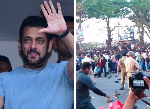 Salman Khan waves at the massive crowd on his 57th birthday at Galaxy Apartments; police lathi-charge at the fans after crowd surge, watch video 