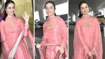Shraddha Kapoor exudes ethnic elegance in pink Anarkali set by Gopi Vaid and customised bag