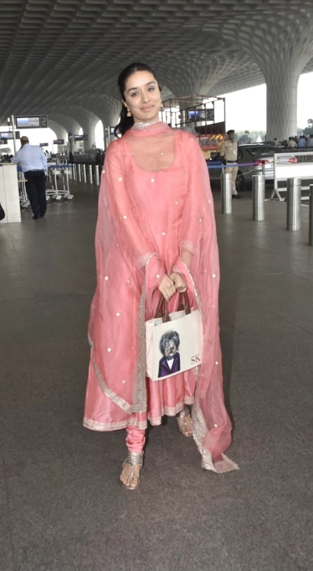 Shraddha Kapoor exudes ethnic elegance in pink Anarkali set by Gopi Vaid and customised bag 