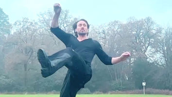 Tiger Shroff uses his powerful kick while playing football in the rain
