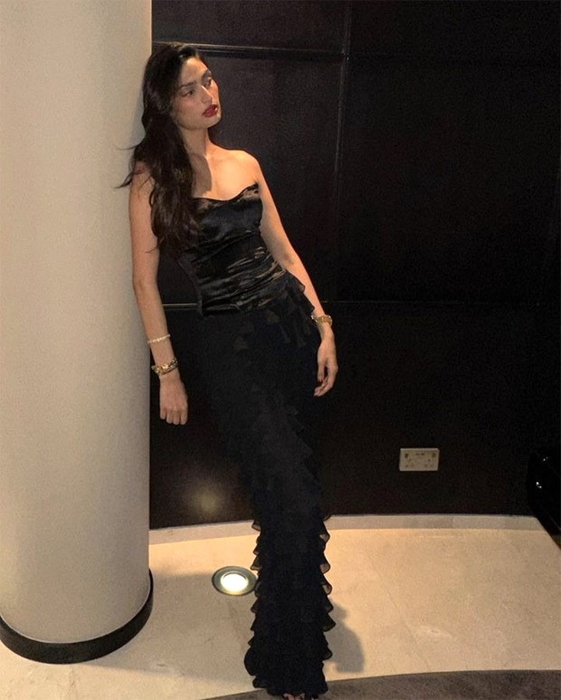 Athiya Shetty in strapless ruffled black gown by Shehla Khan is proof that a black dress demands unwavering glamour