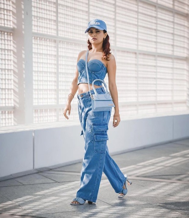 Avneet Kaur makes a fashion statement in denim on denim look with her corset top and jeans