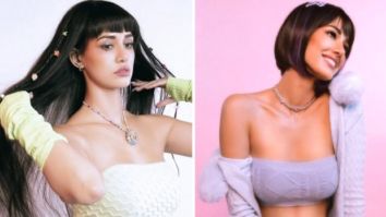 Disha Patani shows off her persistent love of anime in a new collection of photos while wearing a purple crop top, skirt, and bob hairdo