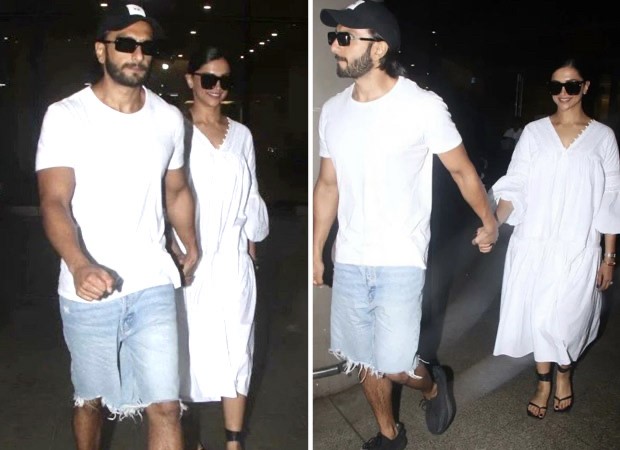 Lovebirds Ranveer Singh and Deepika Padukone twin in white as they return to Mumbai after celebrating Deepika’s birthday together : Bollywood News