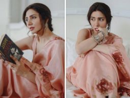 Mahira Khan looks like she just stepped out of a painting in her peach blush saree and sleeveless blouse