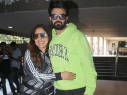Maniesh Paul & Neeti Mohan have a quick chat with each other as paps snap them at the airport