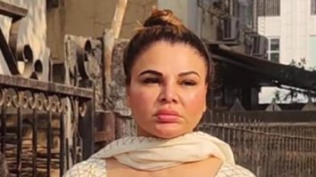 Rakhi Sawant gets clicked in white salwar paired with golden handbag