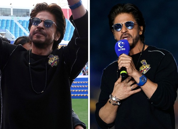 Shah Rukh Khan greets audiences with Pathaan dialogue at the DP World International League T20 in Dubai; audiences roar and cheer for the superstar