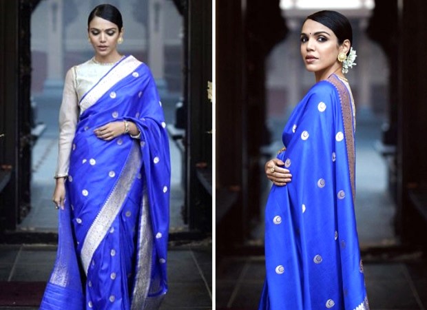 Shriya Pilgaonkar looks like a dream in a blue saree with golden thread work by raw mango : Bollywood News