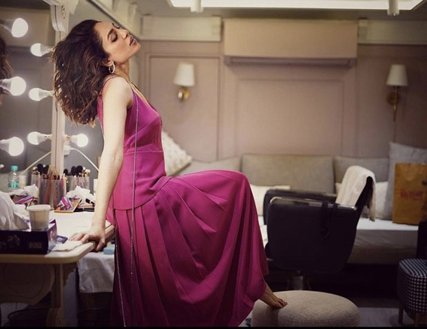 Sobhita Dhulipala looks fierce and fun in a pink slip, silk top and pleated skirt for The Night Manager promotions 