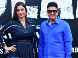 Tabu poses with Bhushan Kumar at Bhola Teaser 2 launch