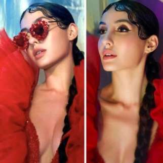 Giving us a glimpse of her dirty little secret, Nora Fatehi is all glammed up in a red-hot couture