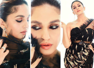 Huma Qureshi’s black shimmery saree by Abu Jani Sandeep Khosla is sure to be a hit at the next cocktail party you attend