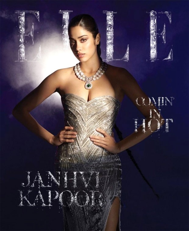 Janhvi Kapoor is the epitome of glamour on the cover of Elle magazine in a structured silver gown by Gaurav Gupta