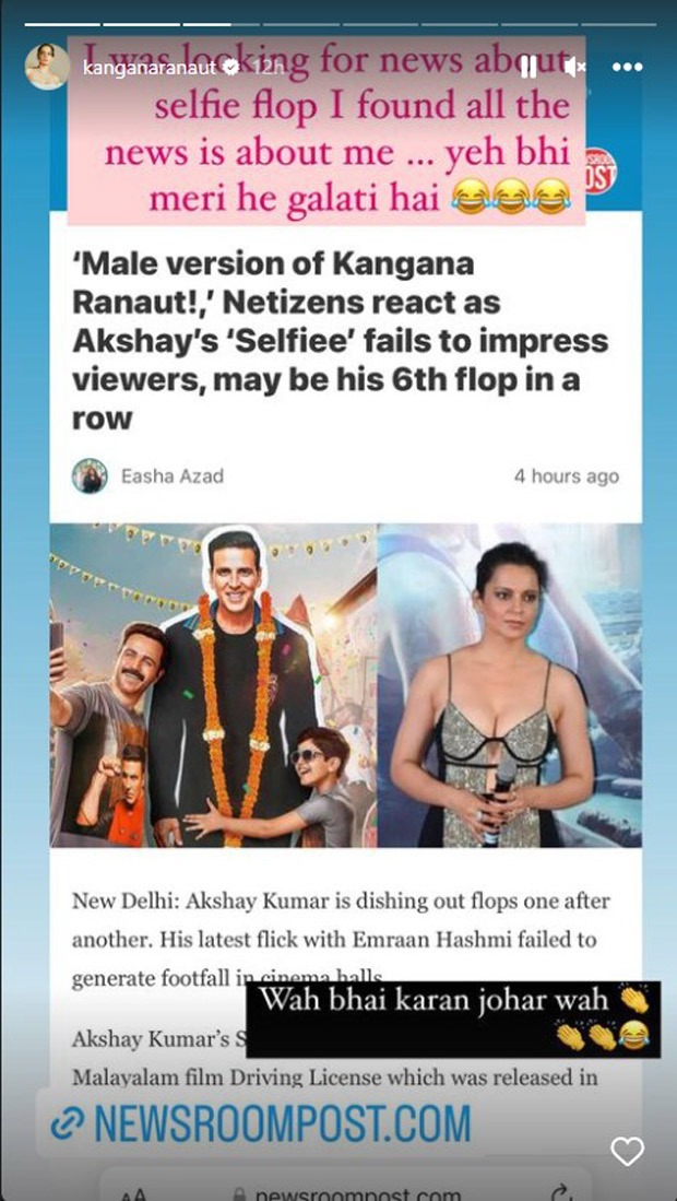 Kangana Ranaut takes a dig at Karan Johar