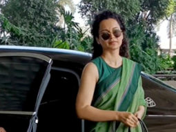 Kangana Ranaut slays in a green saree with beautiful curls at the airport