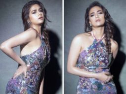 Keerthy Suresh steps up her fashion game in an iridescent gown, gleaming like a disco ball