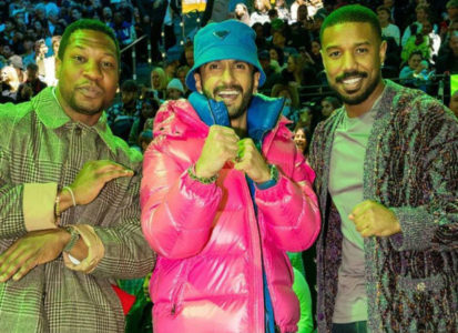 Ranveer Singh hangs out with Ben Affleck, Jonathan Majors, Michael B  Jordan, Hasan Minhaj, Simu Liu at NBA All-Star Game