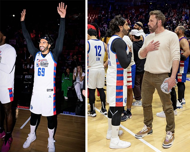 Ranveer Singh plays basketball with Dwayne Wade, Simu Liu, 21 Savage, comedian Hasan Minhaj; meets Ben Affleck, Jeremy Piven at the NBA All-star celebrity game 2023