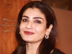 Raveena Tandon waves at paps wearing a cute black dress