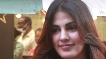 Rhea Chakraborty poses for paps as she gets clicked outside a hair salon