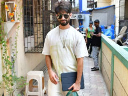 Shahid Kapoor poses for paps in an all white casual look