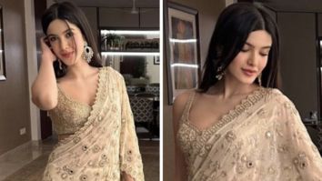 The most gorgeous wedding guest is undoubtedly Shanaya Kapoor, who is sporting an elegant ruffle saree by Arpita Mehta