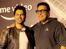 Varun Dhawan & Dinesh Vijan pose together for paps at Farzi screening
