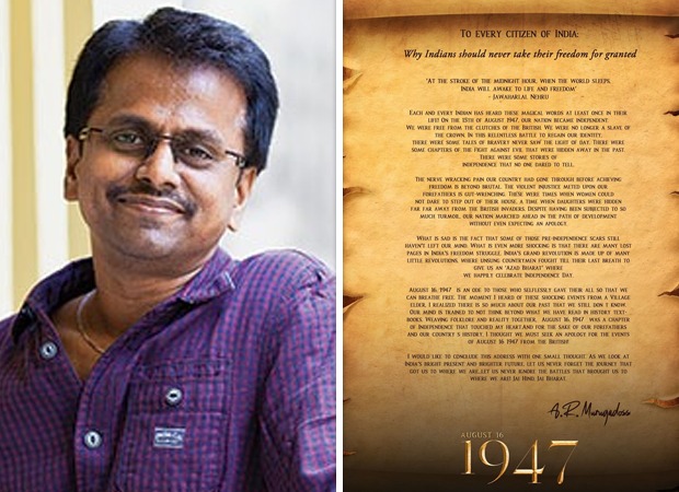 A.R. Murugadoss pens powerful open letter to all citizens; talks about his film August 16, 1947