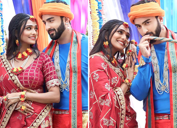 Aishwarya Khare and Rohit Suchanti aka RishMi dress up as Radha and Krishna for the upcoming episode of Bhagya Lakshmi