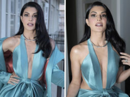 Jacqueline Fernandez packs the drama and glamour in a backless blue gown with plunging neckline as she attends Annual Los Angeles Italia Festival