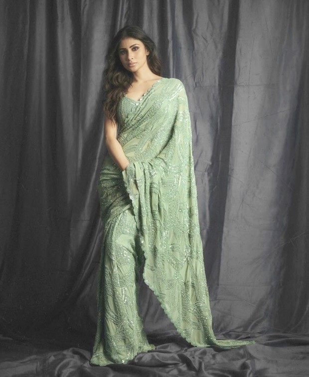 Mouni Roy spreads the love for sarees yet again in jade green saree by Nikita Gujral