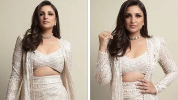 Parineeti Chopra in Ritika Mirchandani outfit effortlessly walked the ramp in an embroidered crop top, thigh high slit skirt and a full -sleeved half jacket