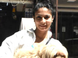 Tanisha Mukerji poses with her adorable dog