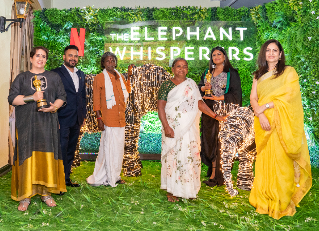 The Elephant Whisperers' Guneet Monga and Kartiki Gonsalves celebrate their Oscar win with Bomman and Bellie, see photos and video