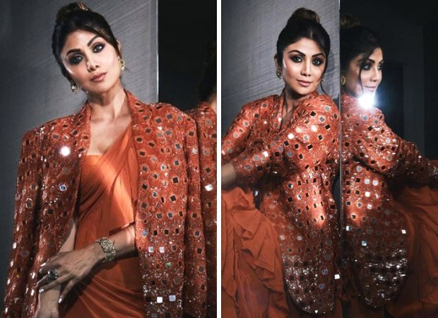 Shilpa Shetty flaunts her traditional side in bright orange-hued drape;  check out THESE show-stopping accessories | PINKVILLA