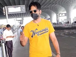 Abhishek Banerjee poses for paps at the airport