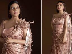 Kajol strikes the ideal balance of glitz and glam in Amit Aggarwal’s pastel pink metallic saree
