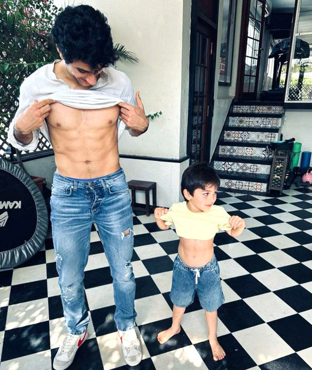 Kareena Kapoor Khan shares photo of Ibrahim Ali Khan flaunting his abs with Taimur on National Siblings Day : Bollywood News