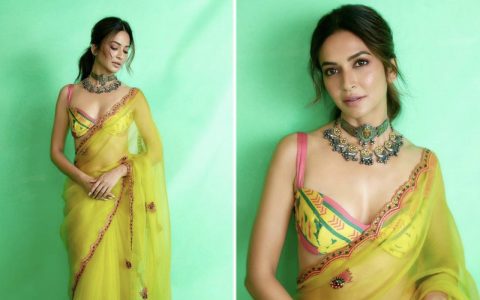 Kriti Kharbanda in a stunning yellow saree is redefining summer ethnic fashion 1