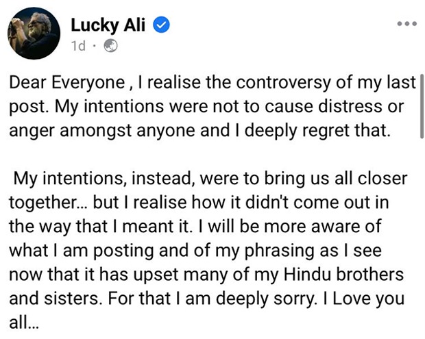 Lucky Ali issues apology for controversial comment about Brahman lineage; deletes post