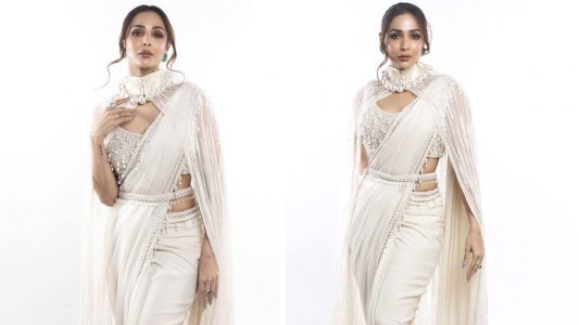 Malaika Arora adds a contemporary twist to her ethnic style quotient with a  stunning cape saree embellished with pearls : Bollywood News - Bollywood  Hungama